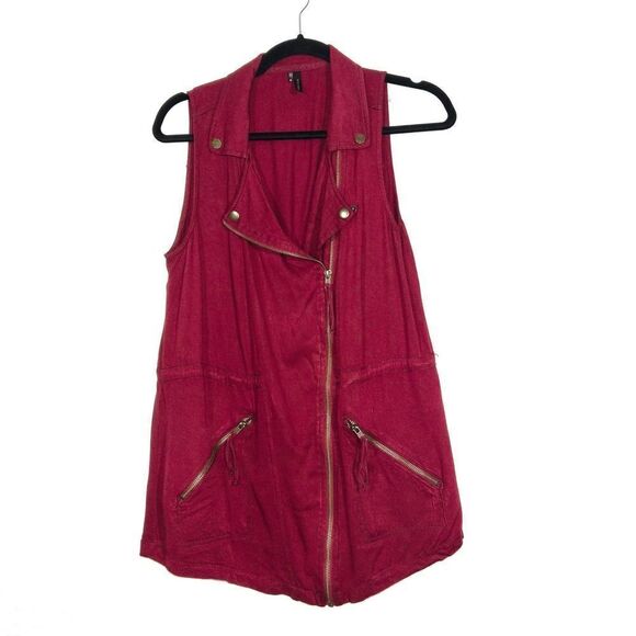 Maurices Burgundy Red‎ Zip Front Utility Vest Size Small - Picture 1 of 7